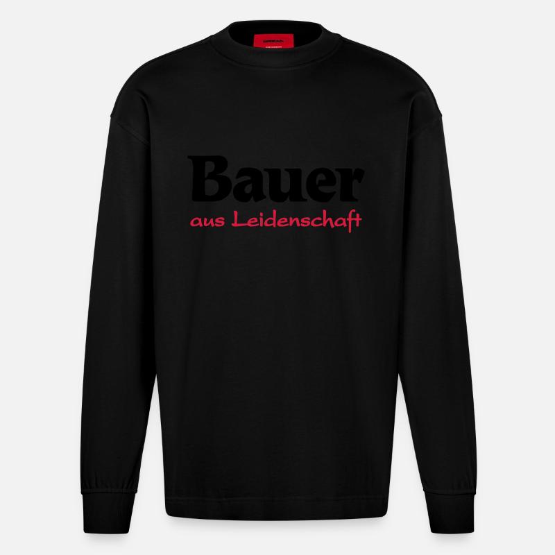 Bauer-aus Leidenschaft - Heavyweight Oversized Organic Langarmshirt Made in EU - SOLID BLACK