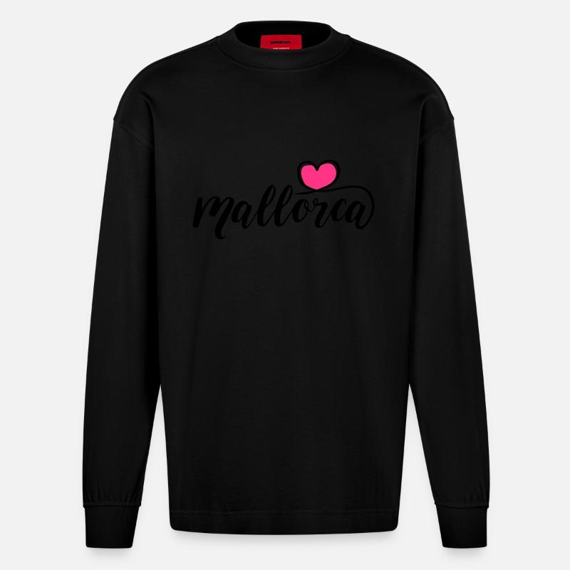 Cœur de Majorque - Manches longues bio épais oversize fabriqué en UE - SOLID BLACK