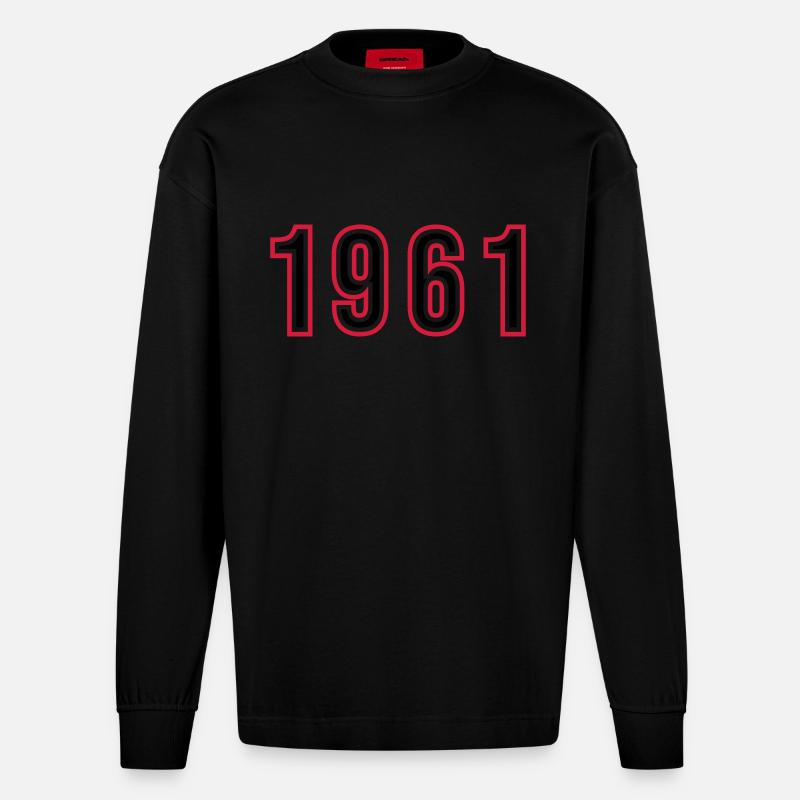 1961 Numéro de l’année - Manches longues bio épais oversize fabriqué en UE - SOLID BLACK