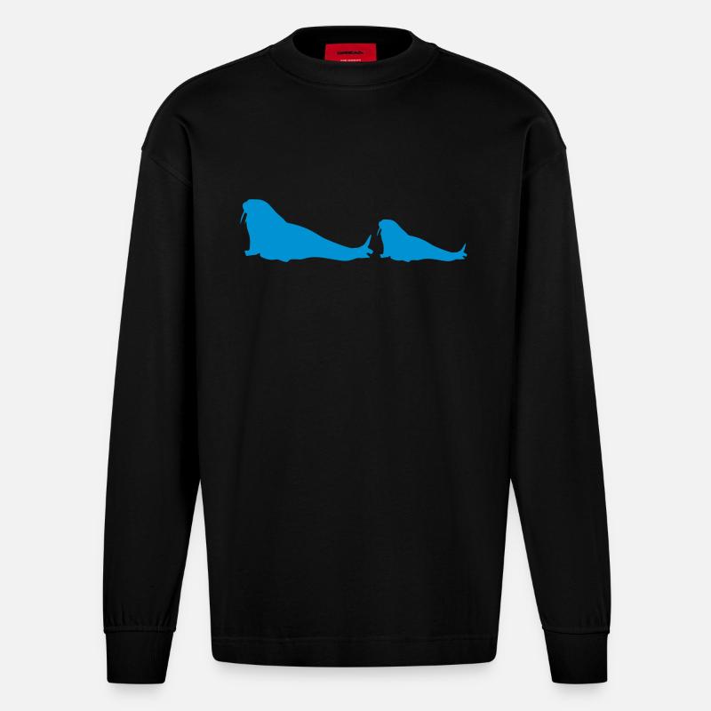 walross 2 - Heavyweight Oversized Organic Langarmshirt Made in EU - SOLID BLACK