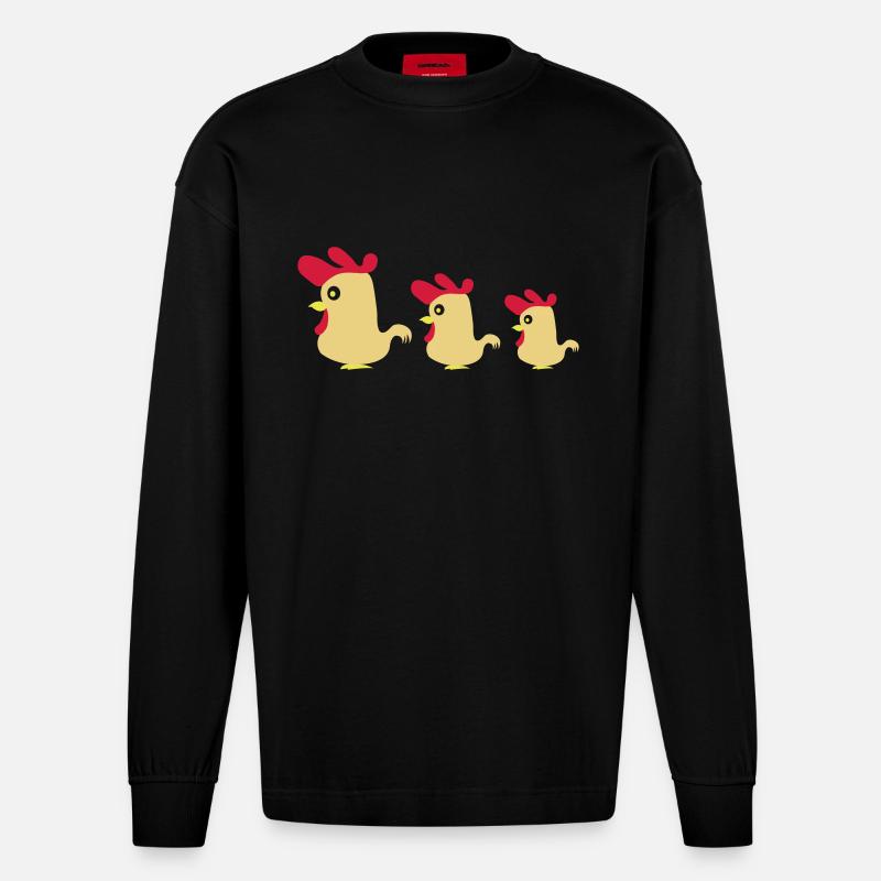 Poulets - Manches longues bio épais oversize fabriqué en UE - SOLID BLACK