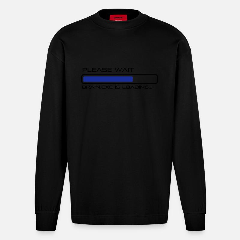 spruch_brain_exe_2 - Heavyweight Oversized Organic Langarmshirt Made in EU - SOLID BLACK