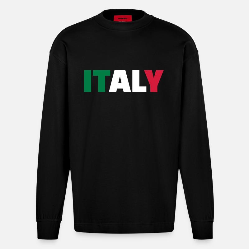 Italy - Manches longues bio épais oversize fabriqué en UE - SOLID BLACK