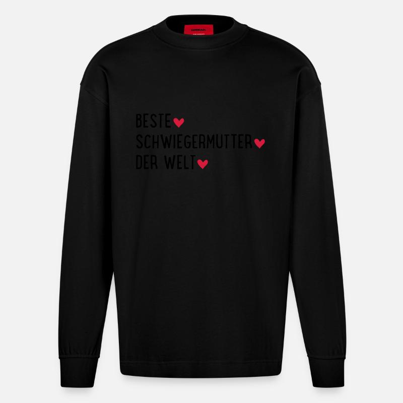 Beste Schwiegermutter der Welt - Heavyweight Oversized Organic Langarmshirt Made in EU - SOLID BLACK
