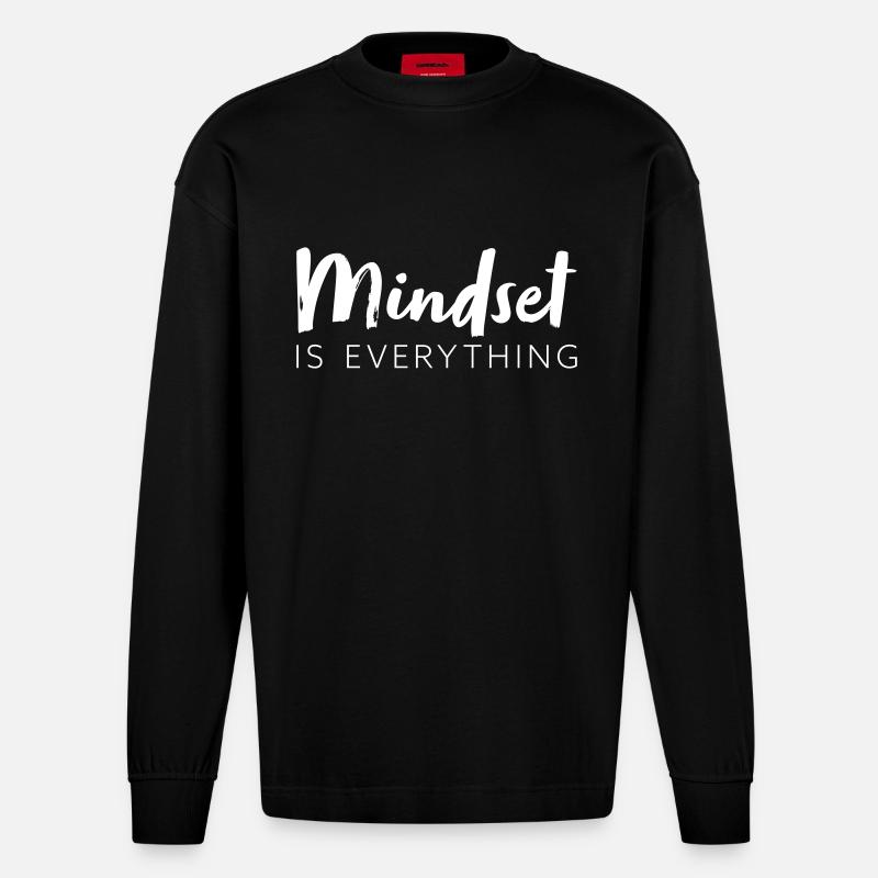 Mindset is everything - Heavyweight Oversized Organic Langarmshirt Made in EU - SOLID BLACK
