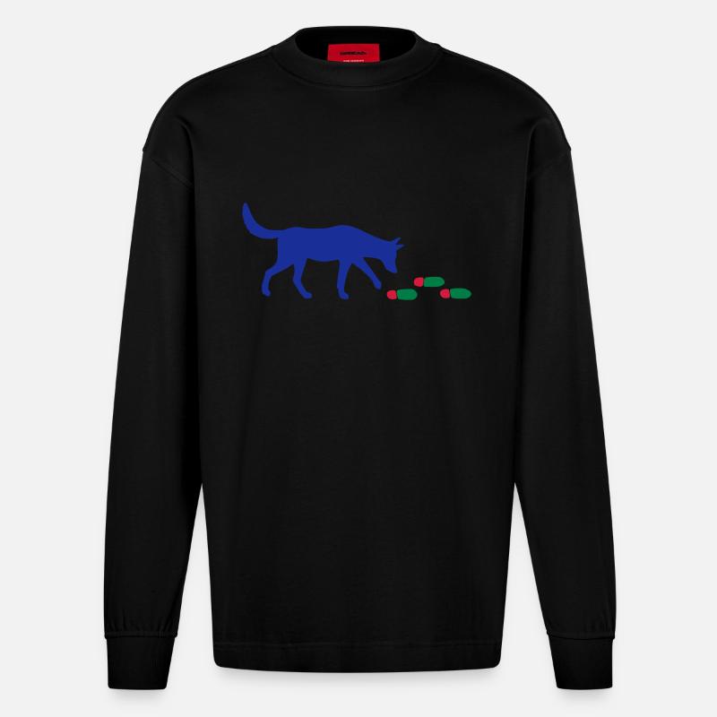 Mantrailer mit Spur - Heavyweight Oversized Organic Langarmshirt Made in EU - SOLID BLACK