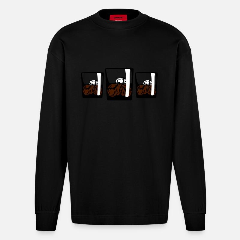 3 Drinks - Manches longues bio épais oversize fabriqué en UE - SOLID BLACK