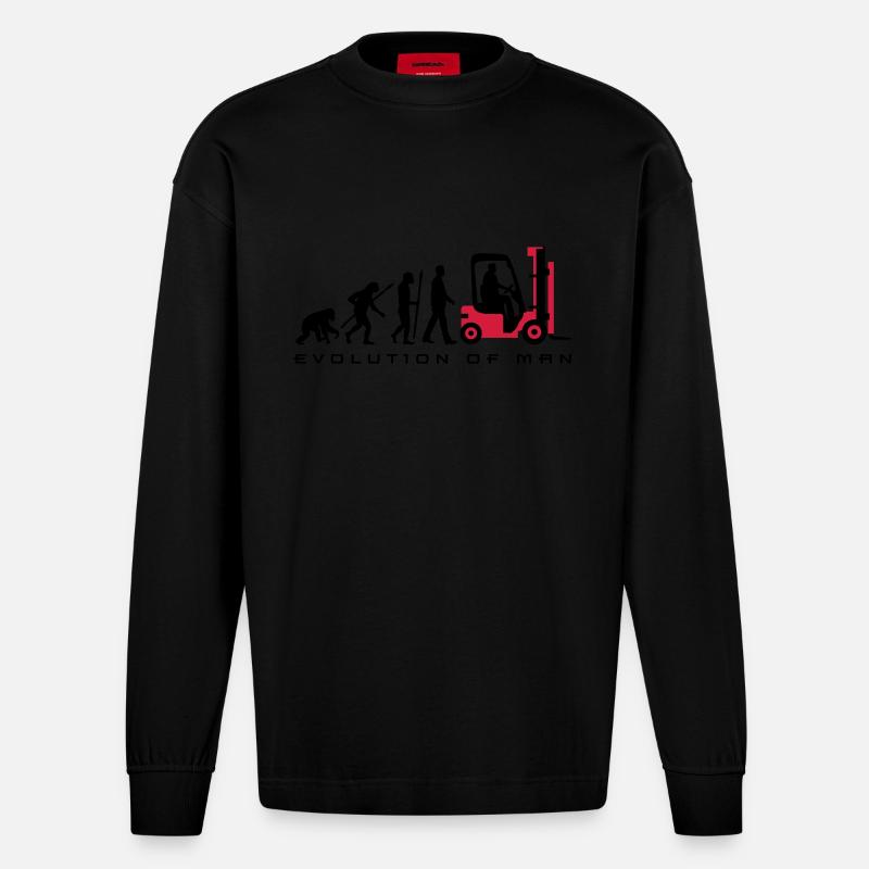 evolution_gabelstapler_122013_a_2c - Heavyweight Oversized Organic Langarmshirt Made in EU - SOLID BLACK