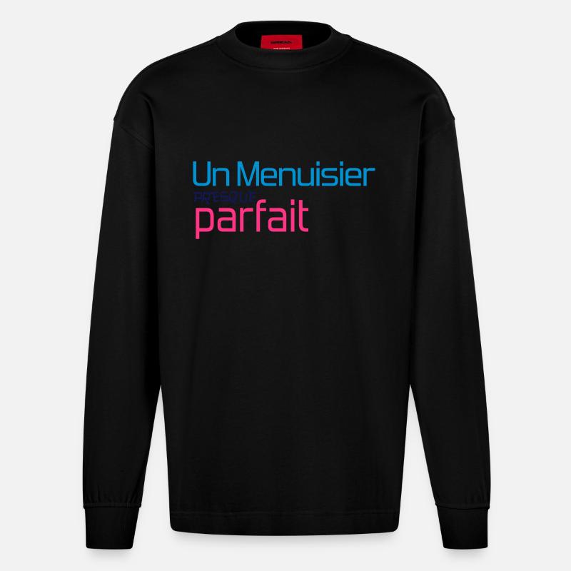 Menuisier / Menuiserie / Bois / Charpentier - Manches longues bio épais oversize fabriqué en UE - SOLID BLACK