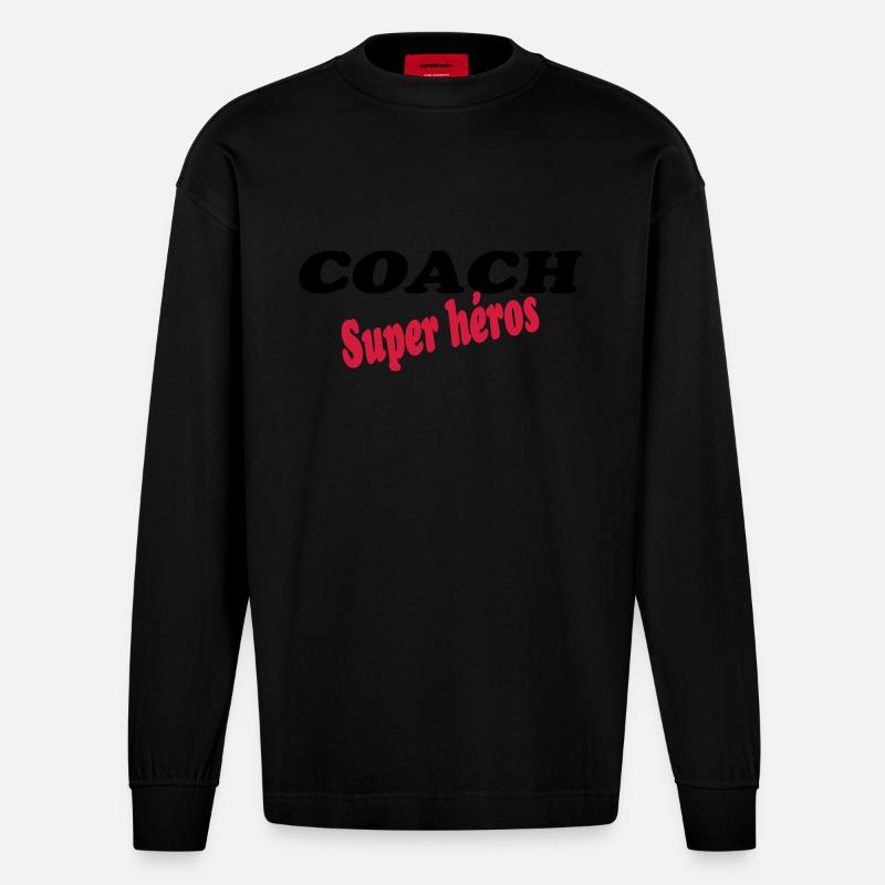 Superhelden-COACH - Heavyweight Oversized Organic Langarmshirt Made in EU - SOLID BLACK