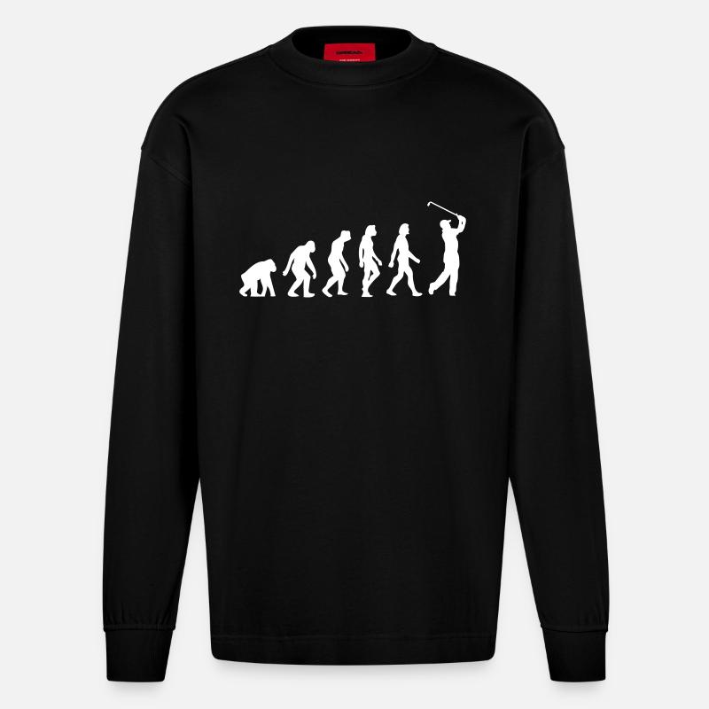 Die Evolution des Golfs - Heavyweight Oversized Organic Langarmshirt Made in EU - SOLID BLACK