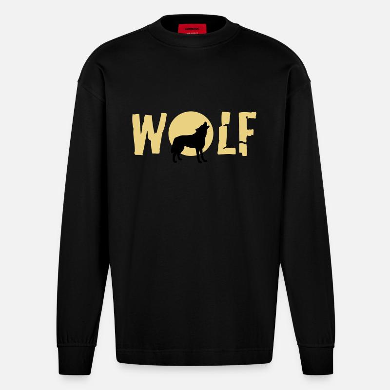 wolf_092011_c_2c - Heavyweight Oversized Organic Langarmshirt Made in EU - SOLID BLACK