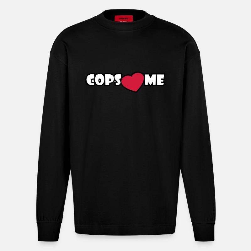 COPS LOVE ME - Heavyweight Oversized Organic Langarmshirt Made in EU - SOLID BLACK