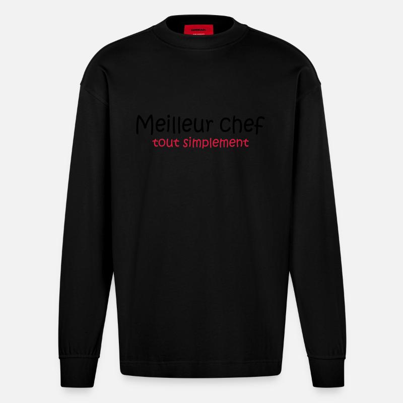 Meilleur chef tout simplement - Heavyweight Oversized Organic Langarmshirt Made in EU - SOLID BLACK