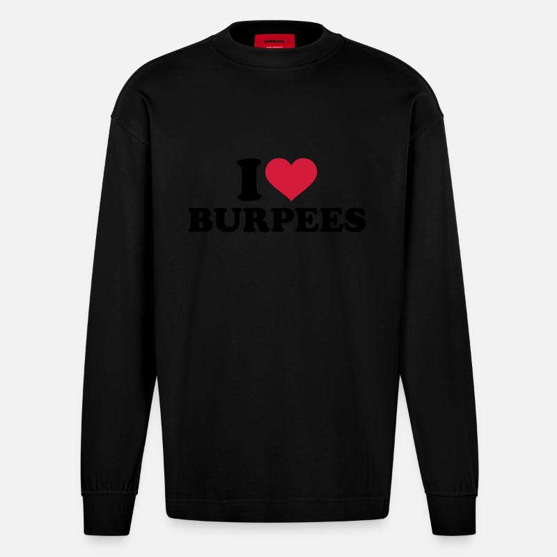 Burpees - Heavyweight Oversized Organic Langarmshirt Made in EU - SOLID BLACK