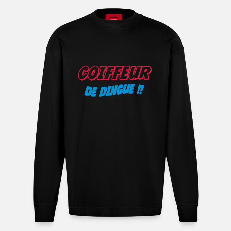 COIFFEUR de dingue !!! - Manches longues bio épais oversize fabriqué en UE - SOLID BLACK