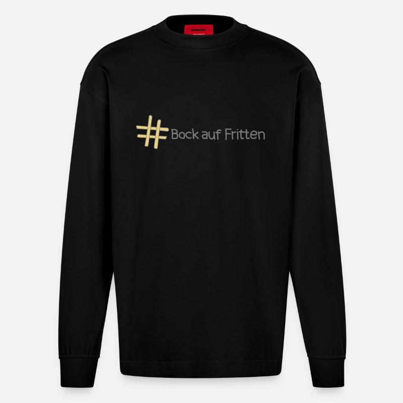 #Fritten - Heavyweight Oversized Organic Langarmshirt Made in EU - SOLID BLACK
