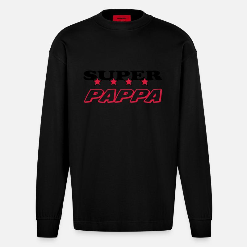 Super pappa - Heavyweight Oversized Organic Langarmshirt Made in EU - SOLID BLACK