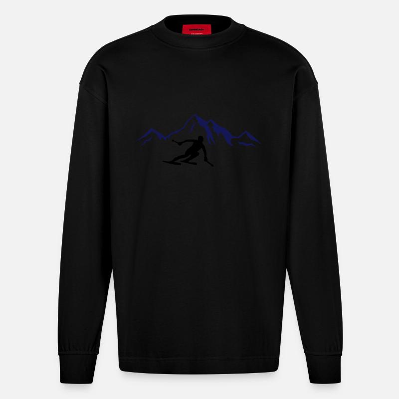 ski_berge_02 - Manches longues bio épais oversize fabriqué en UE - SOLID BLACK