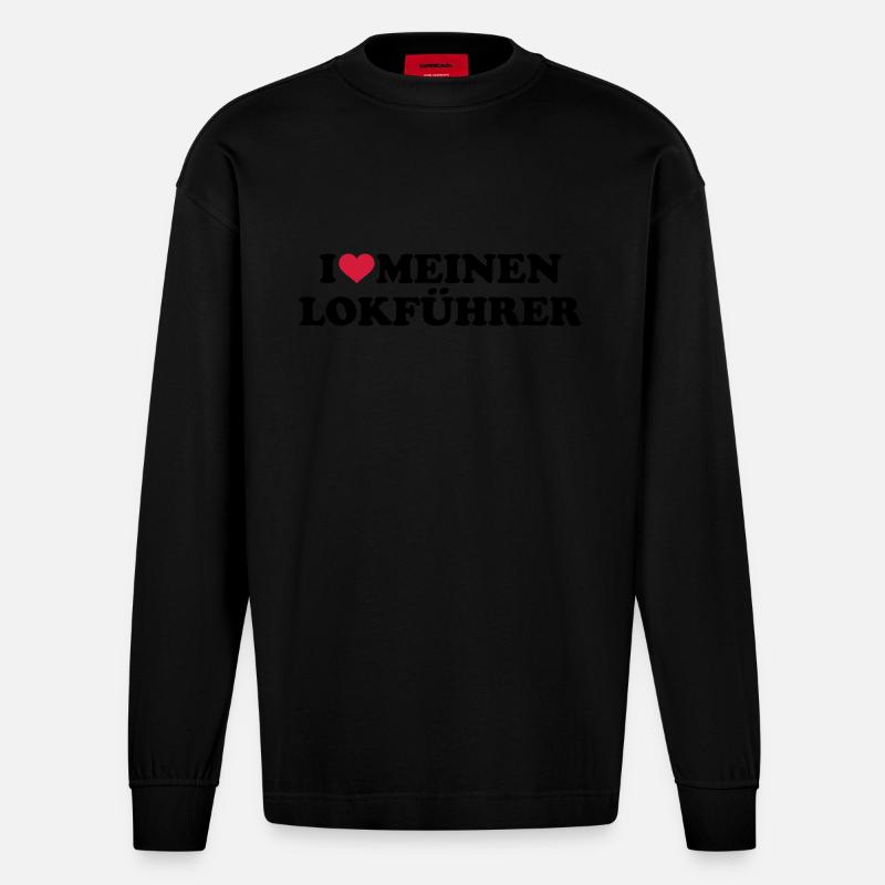 Lokführer - Heavyweight Oversized Organic Langarmshirt Made in EU - SOLID BLACK
