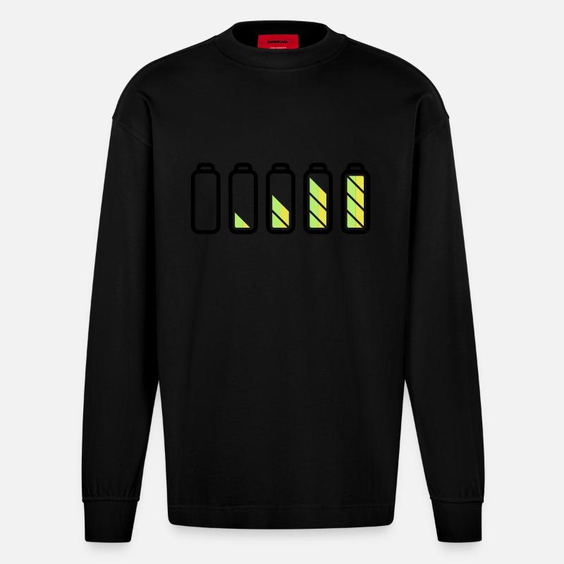 battery_loading - Manches longues bio épais oversize fabriqué en UE - SOLID BLACK