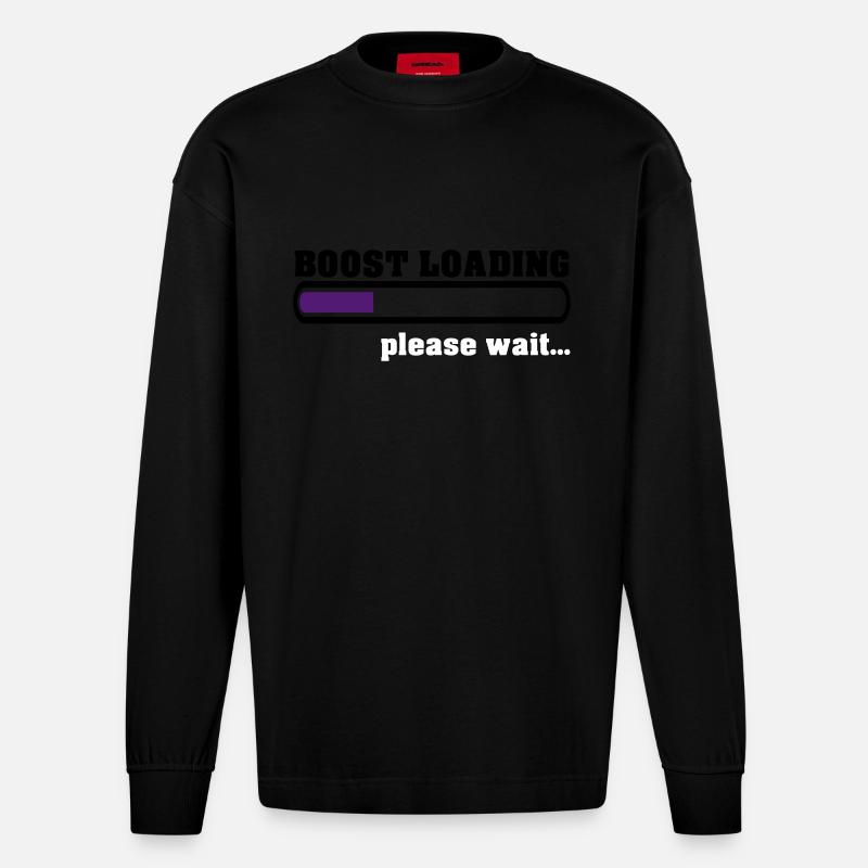 Boost Loading Please Wait - Heavyweight Oversized Organic Langarmshirt Made in EU - SOLID BLACK