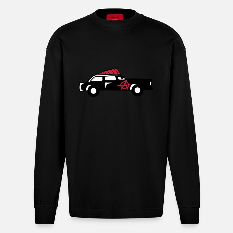 Punk Car - Heavyweight Oversized Organic Langarmshirt Made in EU - SOLID BLACK