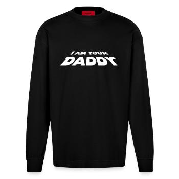 I Am Your Daddy - Heavyweight Oversized Organic Langarmshirt Made in EU - SOLID BLACK - Vorne