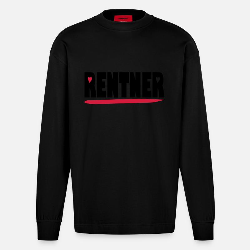 endlich Rentner - Heavyweight Oversized Organic Langarmshirt Made in EU - SOLID BLACK