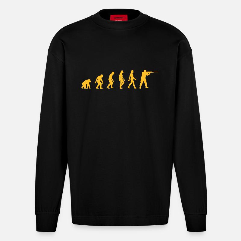 Die Evolution der Jäger - Heavyweight Oversized Organic Langarmshirt Made in EU - SOLID BLACK