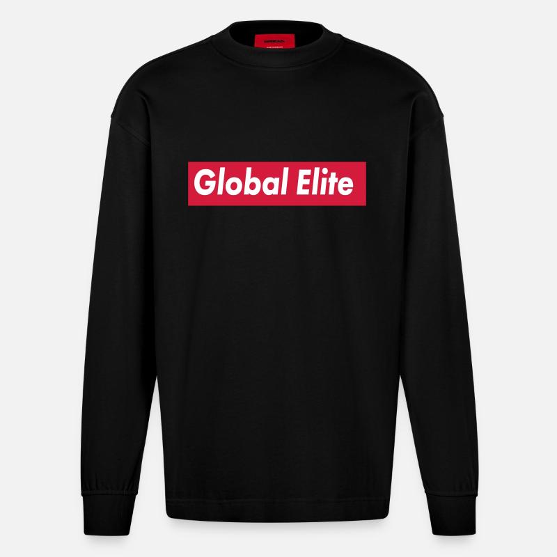 global elite - Heavyweight Oversized Organic Langarmshirt Made in EU - SOLID BLACK