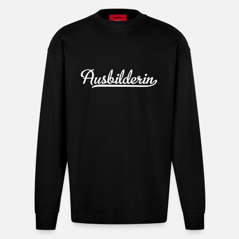 Ausbilderin - Heavyweight Oversized Organic Langarmshirt Made in EU - SOLID BLACK