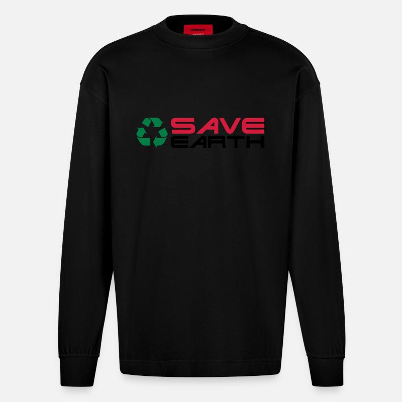 Recycling__V007 - Heavyweight Oversized Organic Langarmshirt Made in EU - SOLID BLACK