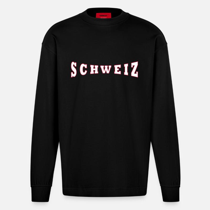Schweiz - Heavyweight Oversized Organic Langarmshirt Made in EU - SOLID BLACK