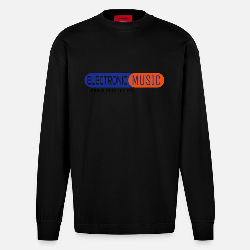 Electronic Music - Heavyweight Oversized Organic Langarmshirt Made in EU - SOLID BLACK