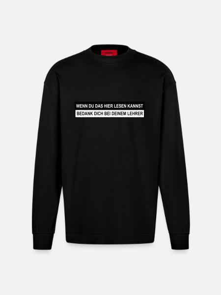 Lehrer - Heavyweight Oversized Organic Langarmshirt Made in EU - SOLID BLACK