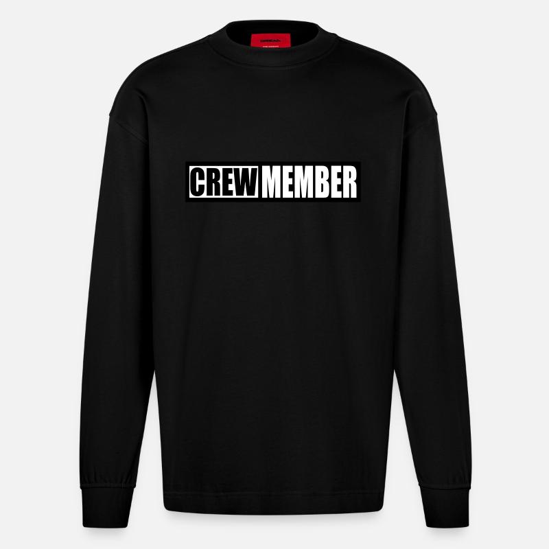 crew_2f_ - Heavyweight Oversized Organic Langarmshirt Made in EU - SOLID BLACK