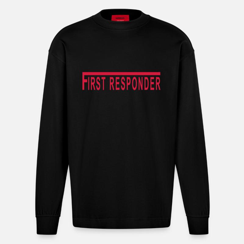 First Responder langes F - Heavyweight Oversized Organic Langarmshirt Made in EU - SOLID BLACK