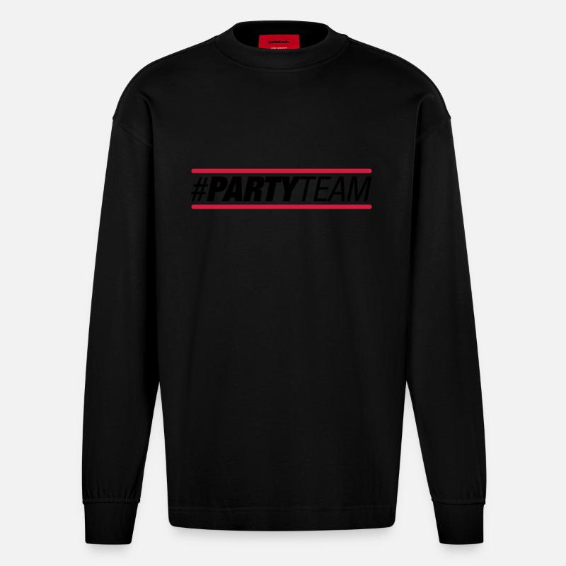 party_team_au2 - Heavyweight Oversized Organic Langarmshirt Made in EU - SOLID BLACK