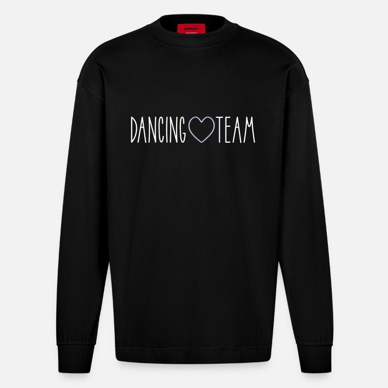 Dancing Team Herz - Heavyweight Oversized Organic Langarmshirt Made in EU - SOLID BLACK