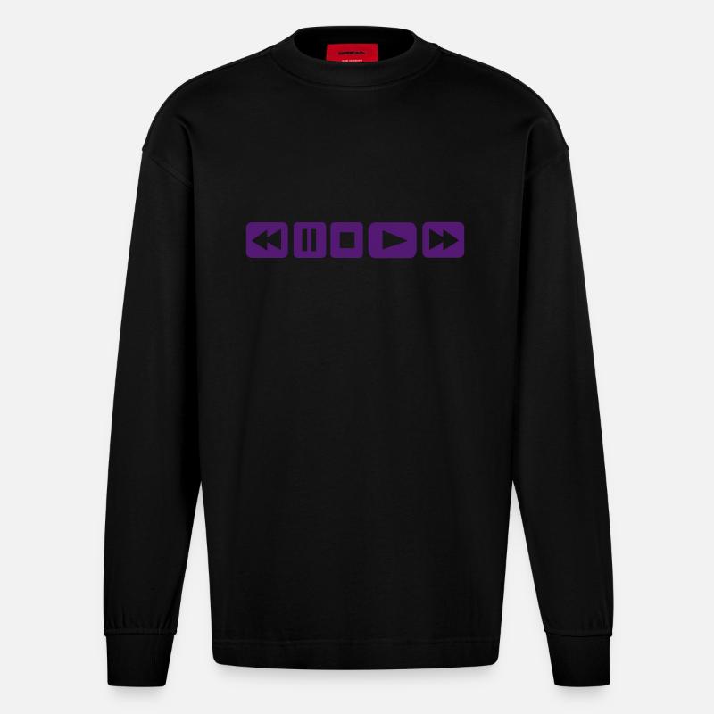 Player - Tasten - DJ - Heavyweight Oversized Organic Langarmshirt Made in EU - SOLID BLACK
