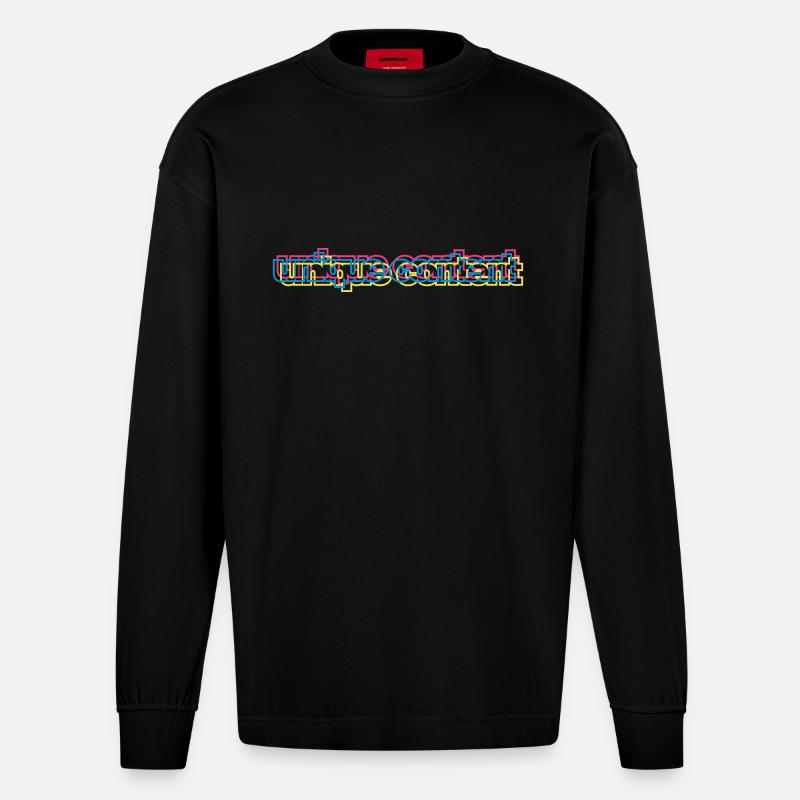 unique content 3C - Heavyweight Oversized Organic Langarmshirt Made in EU - SOLID BLACK