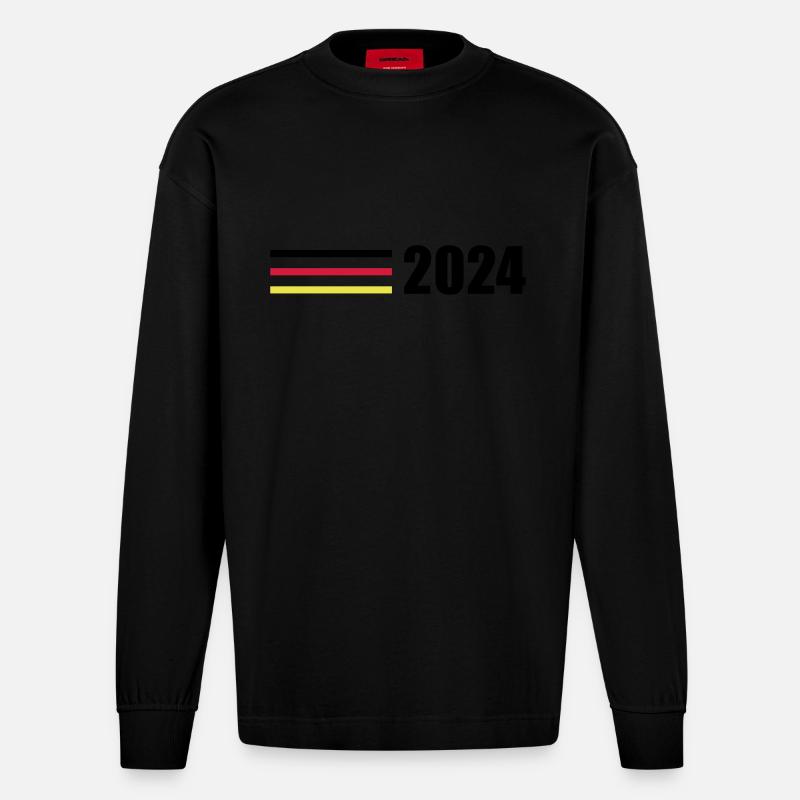 2024 Germany Flag - Heavyweight Oversized Organic Longsleeve Shirt Made in EU - SOLID BLACK