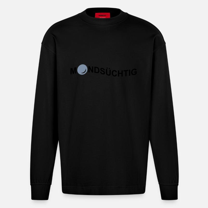 mondsüchtig - Heavyweight Oversized Organic Langarmshirt Made in EU - SOLID BLACK