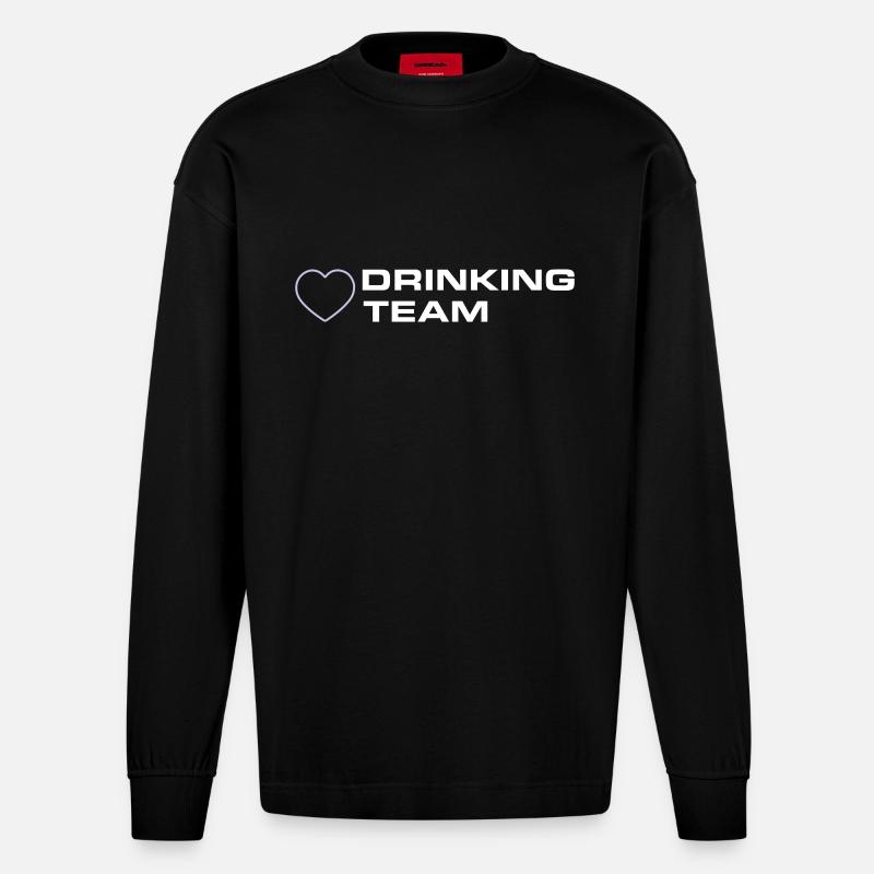 Boire du cœur d’équipe - Manches longues bio épais oversize fabriqué en UE - SOLID BLACK