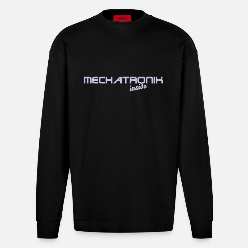 mechatronik inside 2 - Heavyweight Oversized Organic Langarmshirt Made in EU - SOLID BLACK