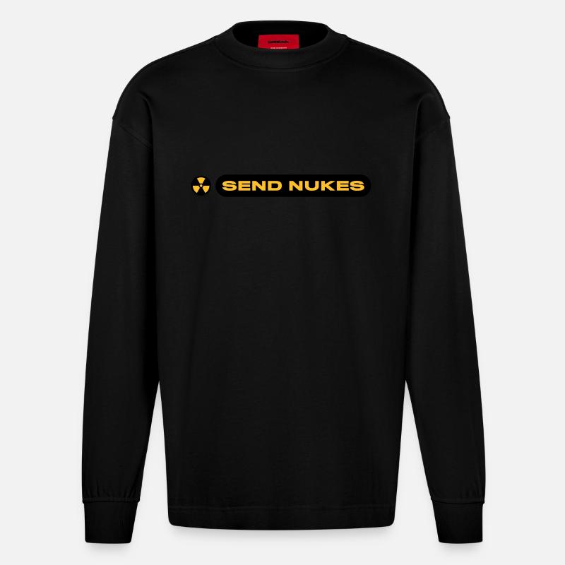 SEND NUKES - Heavyweight Oversized Organic Langarmshirt Made in EU - SOLID BLACK