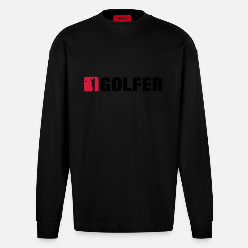 golfer - Heavyweight Oversized Organic Langarmshirt Made in EU - SOLID BLACK