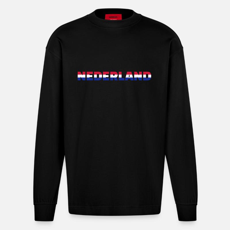 Niederlande - Heavyweight Oversized Organic Langarmshirt Made in EU - SOLID BLACK