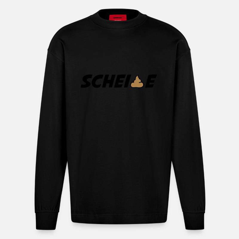 scheisse - Heavyweight Oversized Organic Langarmshirt Made in EU - SOLID BLACK